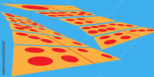 Domino tiles on blue background red oranya eps 10.