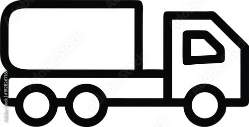 Simple Black Outline Delivery Truck Icon for Logistics and Transportation Services