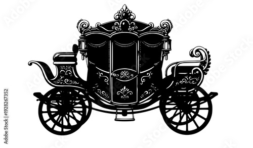 Fantasy royal carriage colorful fairytale vector illustration