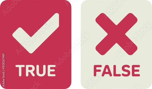 True and False signs icons with checkmark and cross
