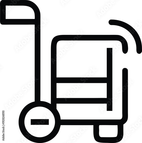Simple outline icon of a wheeled baggage trolley or hand truck for luggage transport