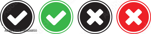 Check mark and cross icons in circles