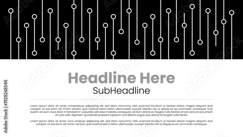 Black Technology Lines Pattern Web banner design template for Promotion and Marketing Branding with Theme Template Design for Branding, Poster, Web background, Social Media Post and has space to write