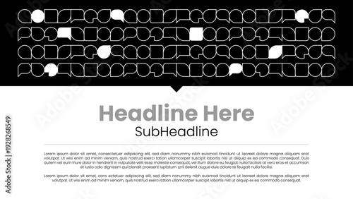 Black Chat Bubble Pattern Web banner design template for Promotion and Marketing Branding with Theme Template Design for Branding, Poster, Web background, Social Media Post and has space to write