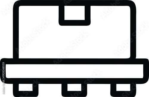 Single Cardboard Delivery Box Resting Neatly on a Wooden Shipping Pallet Icon