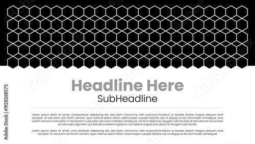 Black Hexagon Pattern Web banner design template for Promotion and Marketing Branding with Theme Template Design for Branding, Poster, Web background, Social Media Post and has space to write