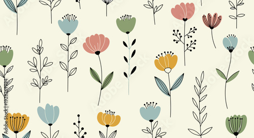Hand-painted watercolor flower vector design with playful composition