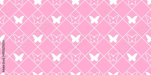 modern butterfly, seamless pattern. butterfly silhouette, simple, repet background. cute, pink drawing for a girl. for print, paper, postcards. art cute illustration.