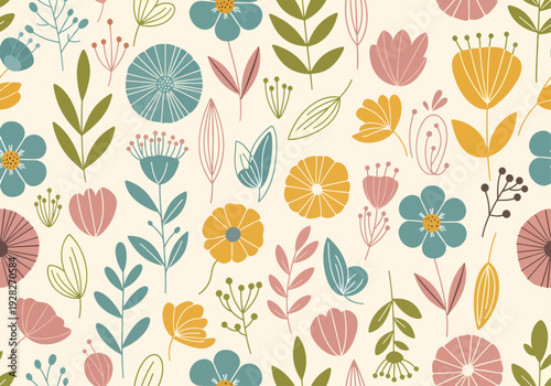 Romantic spring flower vector design with soft watercolor hues