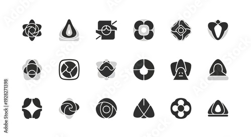 Set of abstract geometric flower icons. Vector illustration