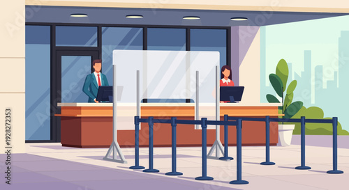 Security Checkpoint with Airport Staff and Queues.