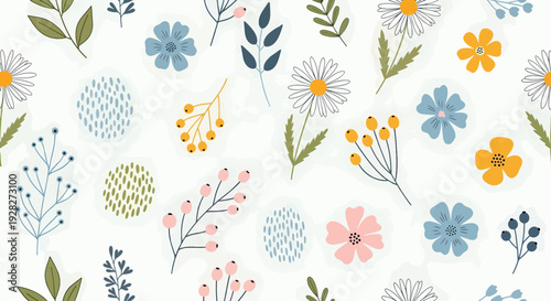 Hand-painted watercolor flowers vector design with playful and decorative composition