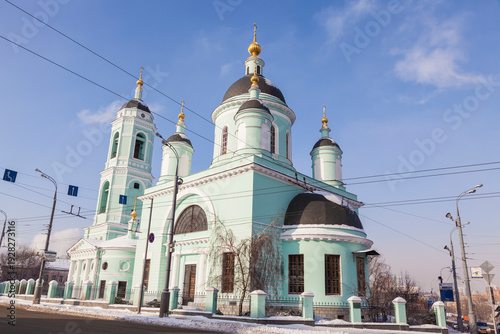 The Church of St. Sergius of Radonezh in Rogozhskaya Sloboda in winter. Moscow, Russia