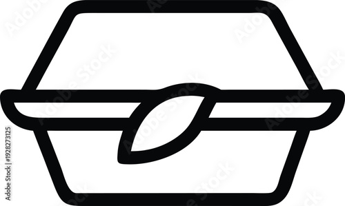 Sustainable takeaway food box featuring an organic leaf symbol for eco friendly packaging