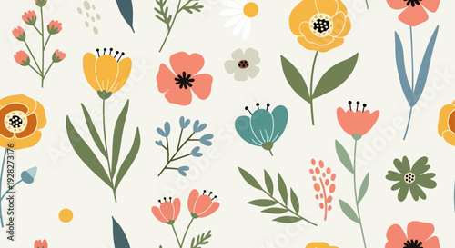Elegant botanical floral vector background with pastel watercolor tones