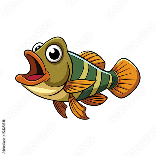 Cartoon Goldfish Swimming Underwater Vector Illustration