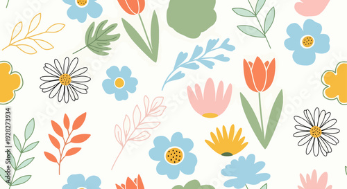 Elegant botanical floral vector background with soft watercolor hues and natural balance