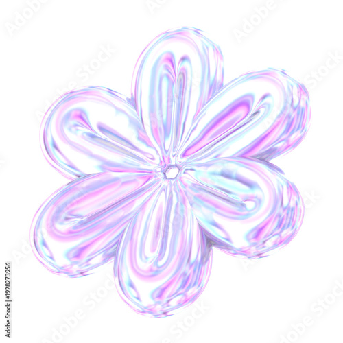 3D Iridescent Flower Abstract Holographic