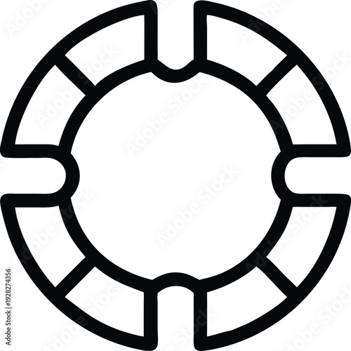 This outline icon represents a continuous circular process with segmented progress or steps