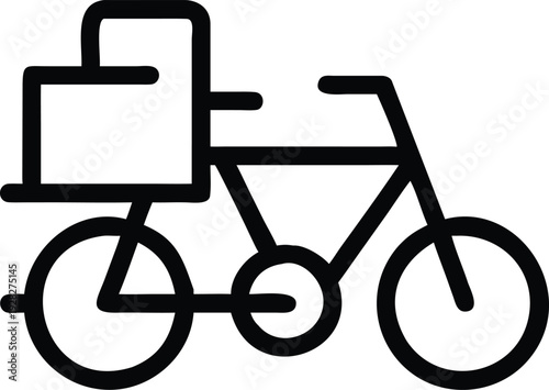 Urban City Bicycle Package Delivery Service Courier Transport Sustainable Mobility Outline Icon