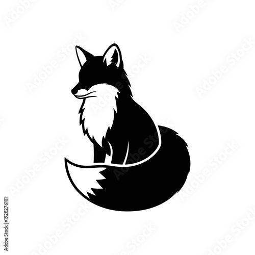 Black and White Fox Silhouette Illustration