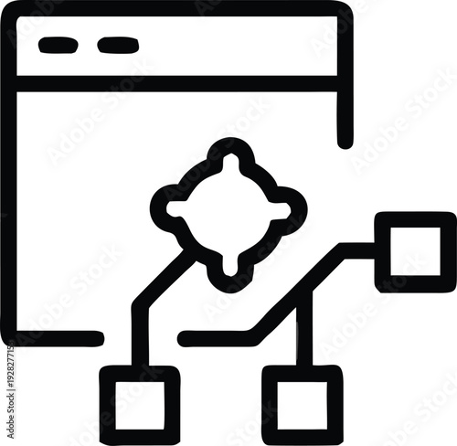 Web browser interface displaying a complex process flow diagram with interconnected operational nodes
