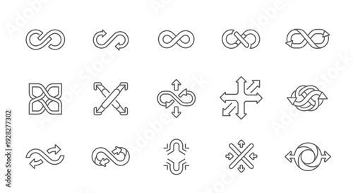 Infinity loop icons, endless symbols set