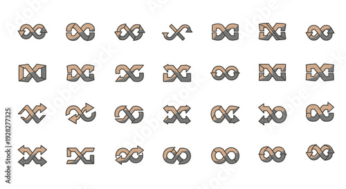 Infinity Loop Symbols Set, Abstract Shapes Collection