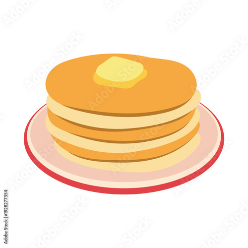Breakfast with pancakes and butter. Cozy plate with pancakes.