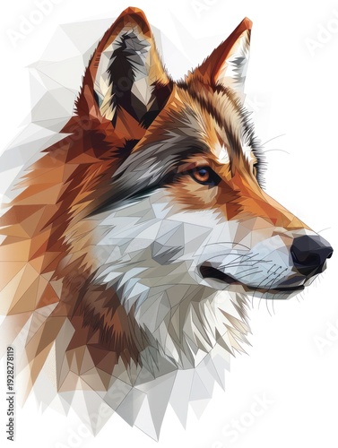 Wolf highlights its sharp features with striking colors in a vivid geometric style