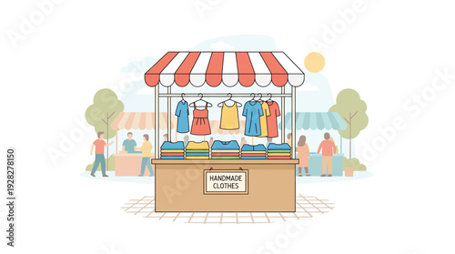 A colorful clothing stand at an outdoor market