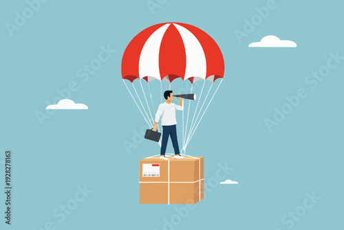 Business Man With Parachute