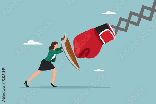 Woman Defending Against Impact