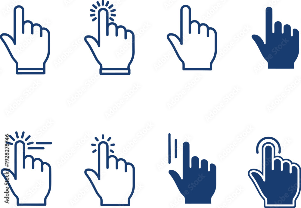 Fototapeta premium Cursor pointer hand icons for clicking and touching