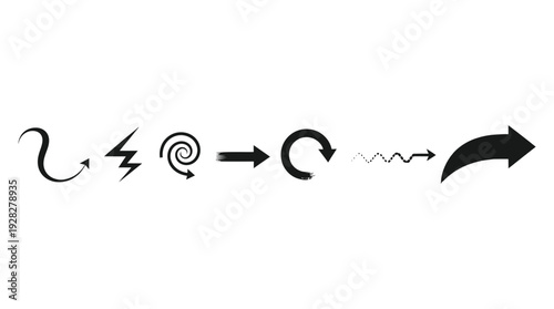 A series of symbols and arrows on a white background