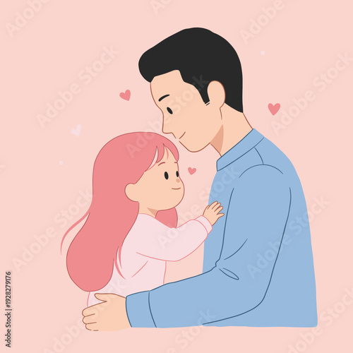 A loving father embraces his young daughter, sharing a tender moment of affection and connection.