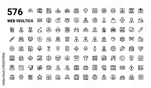 576 Thin Line Web Icon Mega Pack – Business, Finance, SEO, Medical & Technology