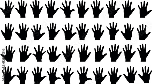 Collection of black hand silhouettes with varying finger positions
