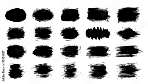 Collection of black brush stroke patterns and textures