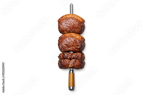 Brazilian churrasco skewered meat concept for culinary design and bbq poster