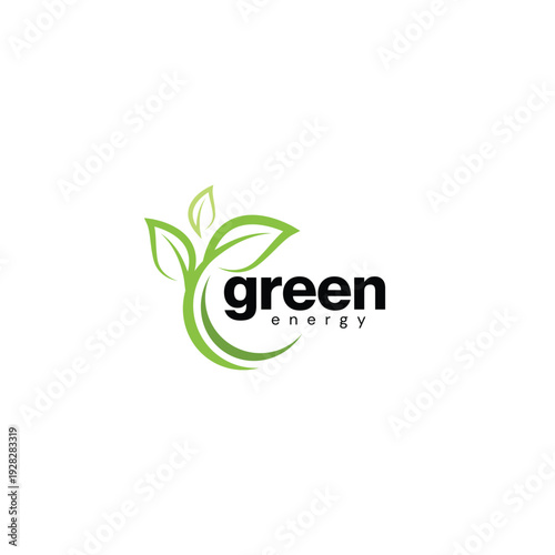 green energy logo with leaves and text