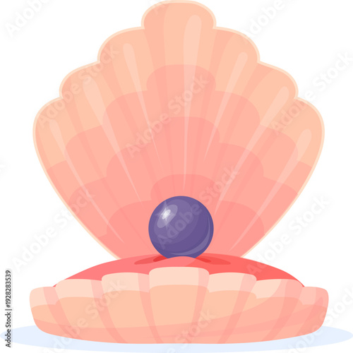 Ocean treasure cartoon icon. Oyster shell pearl