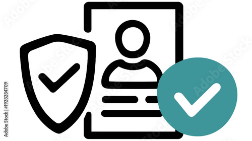 Verified Identity and Secure Personal Data Protection Icon. User Profile Approval and Privacy Compliance Concept Vector.