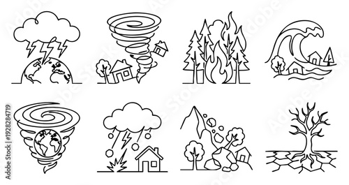 Environmental issues creating various natural hazards including drought, tornado, tsunami, landslide, forest fire, storm, and hurricane