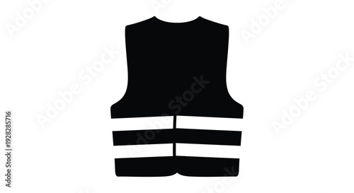 A stark black silhouette of a life vest showcasing safety equipment for water activities silhouette high quality professional