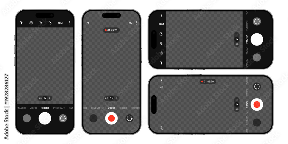 Ταπετσαρία Vector user interface of mobile phone camera application for photography and video capturing