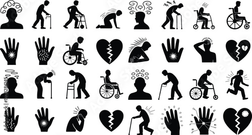 MS Awareness Typography Silhouette Icon Collection