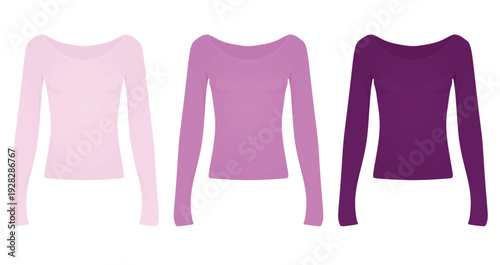 Purple off shoulder sweater. vector illustration