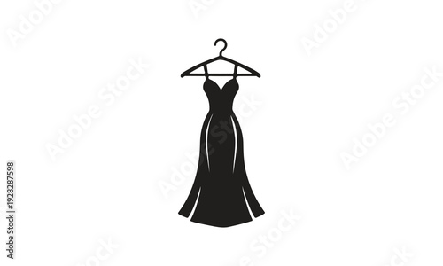 Elegant Evening Gown Silhouette on Hanger Vector Illustration