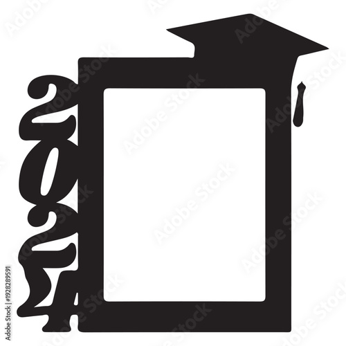 Black Graduation 2024 Photo Frame Silhouette with Cap Tassel